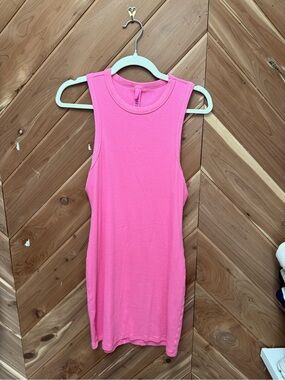 Skims Sleeveless Pink Tank Dress - Women's Ribbed Bodycon Top XL